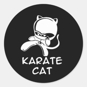 Adesivo Redondo Karate Cat Sports para Homens Mulheres Crianças