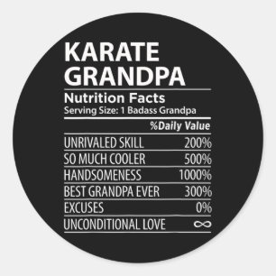 Adesivo Redondo Karate Grandpa Nutrição Fala Engraçado Karate Gran
