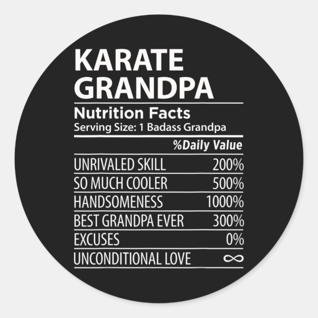 Adesivo Redondo Karate Grandpa Nutrição Fala Engraçado Karate Gran (Frente)