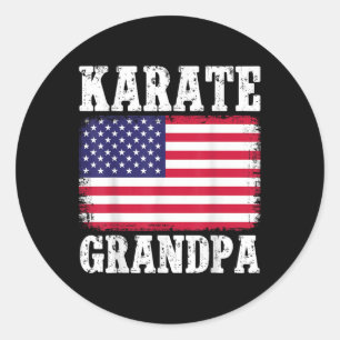 Adesivo Redondo Karate Grandpa Patriótico dos Estados Unidos Bande