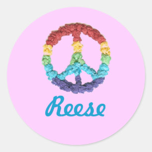Adesivo Redondo Karate Kat ID w/peace sign—para personalizar