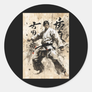 Adesivo Redondo Karate Kyokushin Caligrafia Japonesa Artes Marciai