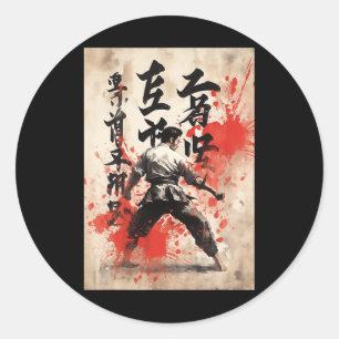 Adesivo Redondo Karate Kyokushin Caligrafia Japonesa Artes Marciai