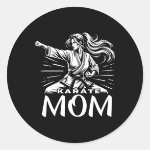 Adesivo Redondo Karate Mãe Artes Marciais Ligação Familiar Mãe
