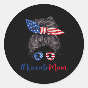 Adesivo Redondo Karate Mãe dos Estados Unidos Dia de as mães de Ba