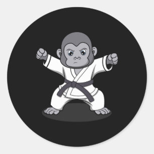 Adesivo Redondo Karate Monkey Ironic Willife Ape Fighter