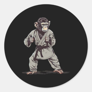 Adesivo Redondo Karate Monkey Kickboxing Judo Jiu-jitsu Mma Martia