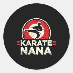 Adesivo Redondo Karate Nana Retro Kick Silhouette
