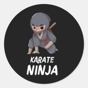 Adesivo Redondo Karate Ninja Boy Engraçado Artes Marciais Esportiv