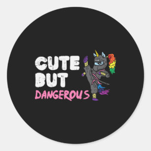 Adesivo Redondo Karate Ninja Unicorn Cute Dangerous Martial Arts G