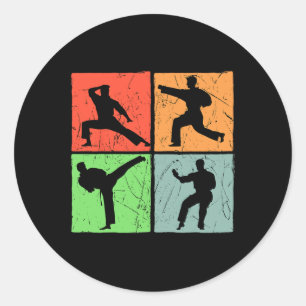 Adesivo Redondo Karate Retro Black Belt Japonês Artes Marciais Amo