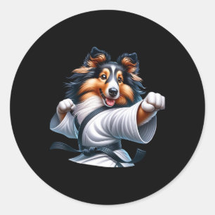Adesivo Redondo Karate Shetland Sheepdog Amantes de os animais de 