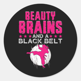 Adesivo Redondo Karate Shirt Beauains E Black Belt Engraçados