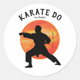 Adesivo Redondo Karate Silhouette Japan Marts Ascensão Sun