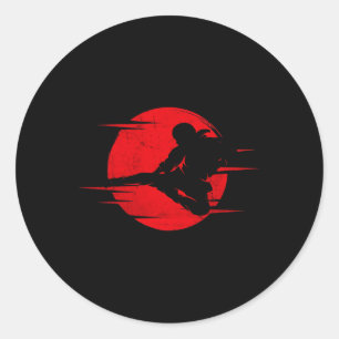 Adesivo Redondo Karate Sombra Judo Artes Marciais Japão Kung Fu Ta