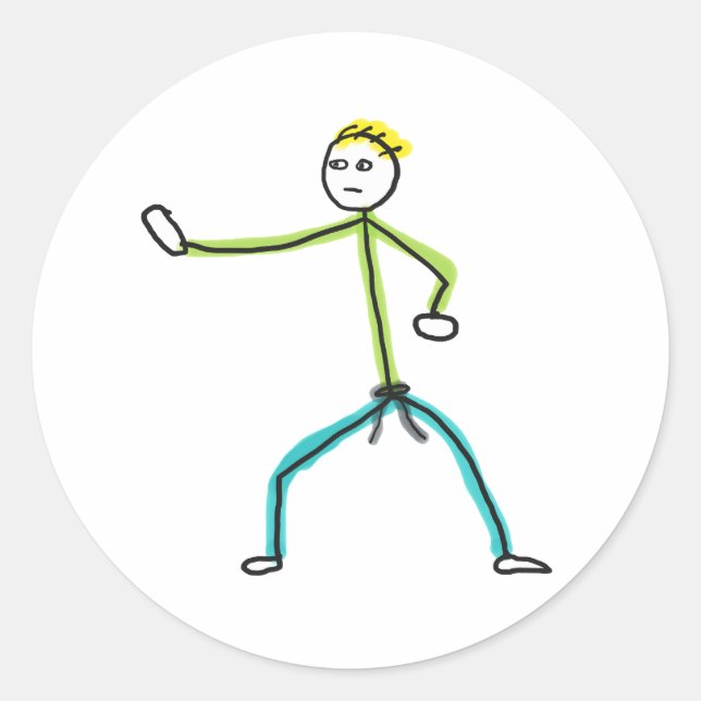 Adesivo Redondo Karate Stickman (Frente)