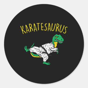 Adesivo Redondo Karatesaurus Trex Karate Funny Dinosaur Martial Ar