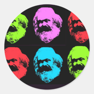 Adesivo Redondo Karl Marx Collage