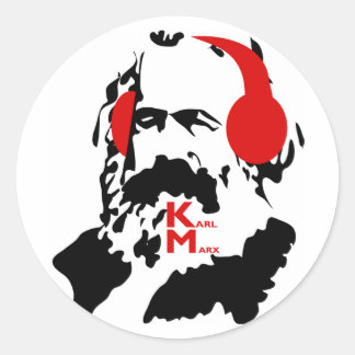 ADESIVO REDONDO KARL MARX COM FONES DE OUVIDO