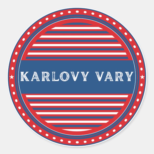 Adesivo Redondo Karlovy Vary City Pride Emblem – Czech Identity (Frente)