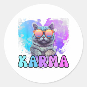 Adesivo Redondo karma cat lover karma é meu verão namorado cruel