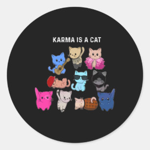 Adesivo Redondo Karma É Um Gato Engraçado Pássaros De Gato