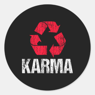 Adesivo Redondo Karma Earth Day Reciclagem com símbolo de Reciclag