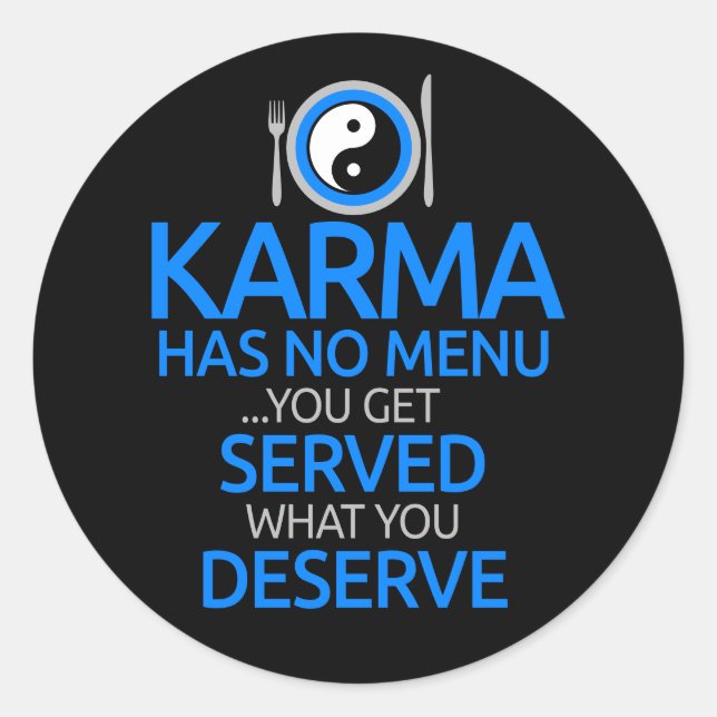Adesivo Redondo Karma Não Tem Menu... Gráfico Yin Yang (Frente)
