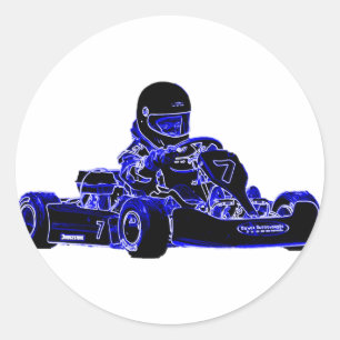 Adesivo Redondo Kart que compete o azul e o branco