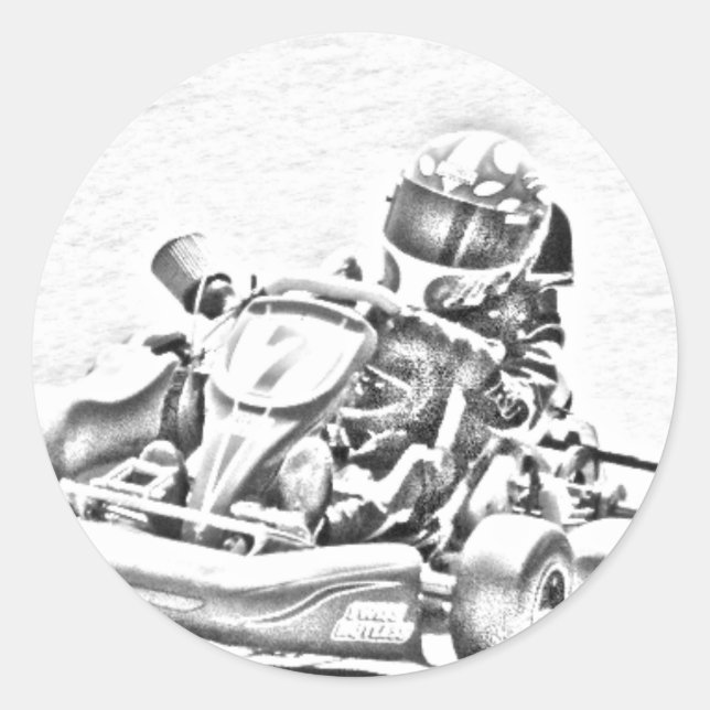 Adesivo Redondo Kart Racing B/W Shading (Frente)