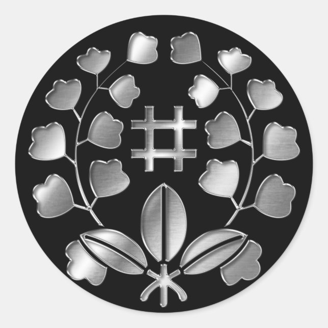 Adesivo Redondo Katakura Clan Kamon Silver Chrome (Frente)