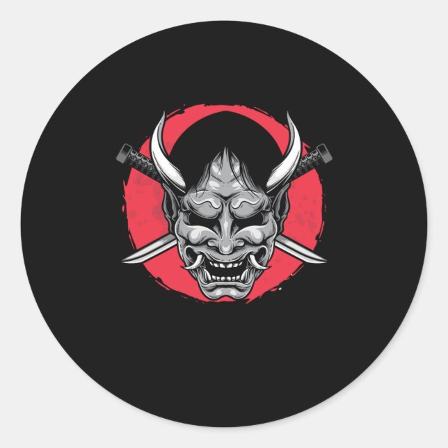 Adesivo Redondo Katana Japan Swords Arte Japonesa Ninja Samurai Gi (Frente)