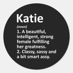 Adesivo Redondo Katie Definição Personalizada Nome Engraçado Natal