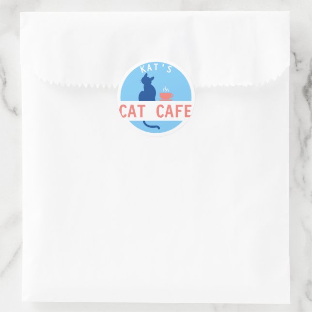 Adesivo Redondo Kat's Cat Cafe Sticker (Bolsa)