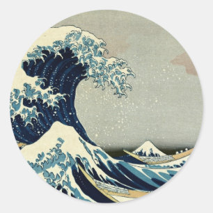 Adesivo Redondo Katsushika Hokusai é a onda de Excelentes de Kanag