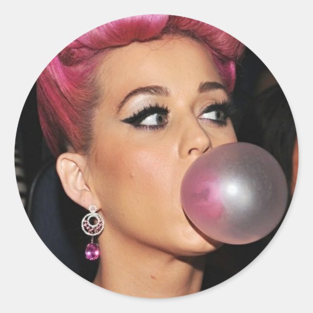 Adesivo Redondo Katy Perry Bubble Gum (Frente)