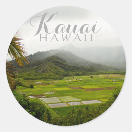 Adesivo Redondo Kauai, cena paisagística do Havaí