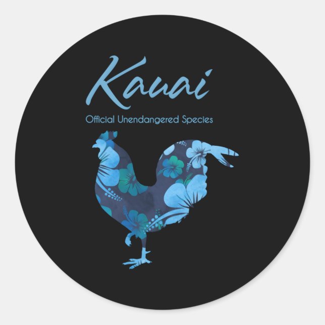 Adesivo Redondo Kauai Hawaii Chicken Oficial Espécies Não Ameaçada (Frente)