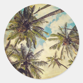 Adesivo Redondo Kauai Vintage Palm Trees Sticker