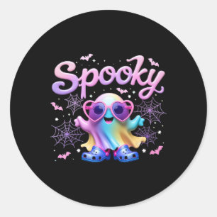 Adesivo Redondo Kawaai Pastel Spooky Arco Fantasma com Luz Hallowe