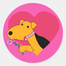 Kawaii Airedale Terrier Dog W Rosa Sticker