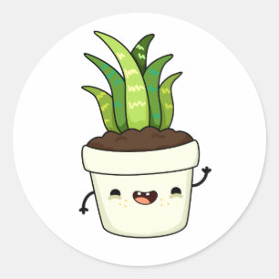 Adesivo Redondo Kawaii Aloe Vera