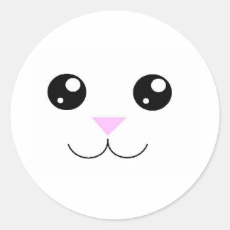 Adesivo Redondo Kawaii Animal Face