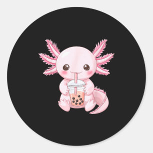 Adesivo Redondo Kawaii Anime Axolote Boba 