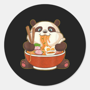 Adesivo Redondo Kawaii Anime Panda Otaku Japonês Ra Noodles