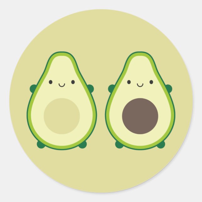 Adesivo Redondo Kawaii Avocado (Frente)