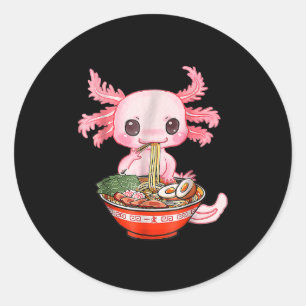 Adesivo Redondo Kawaii Axolotl Ramen Comida Gráfico A engraçado ja