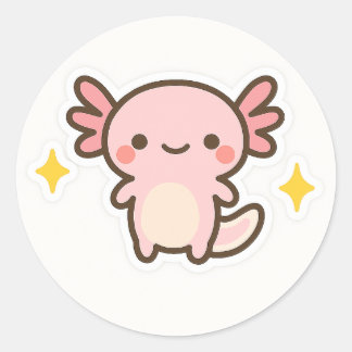 Adesivo Redondo Kawaii Axolotl Sticker