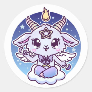 Adesivo Redondo Kawaii Baphomet