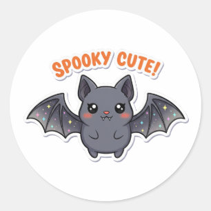 Adesivo Redondo Kawaii Bat Sticker - Cute Halloween Vampire Chibi